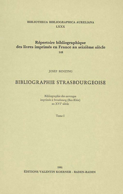Bibliographie Strasbourgeoise