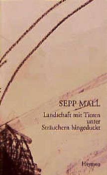 Landschaft mit Tieren unter Sträuchern hingeduckt