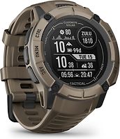 Garmin Instinct 2X Solar Tactical Édition 50 mm marron et bracelet en silicone marron