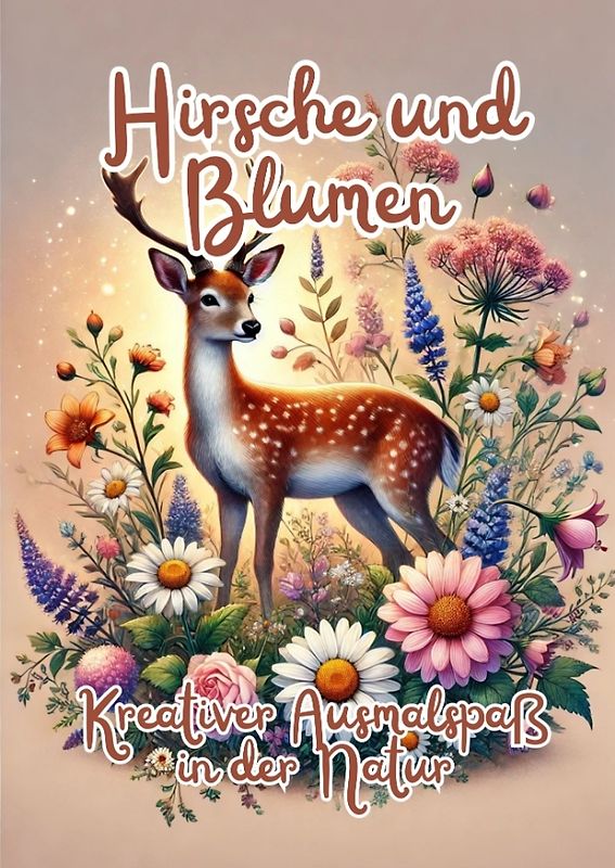 Hirsche und Blumen