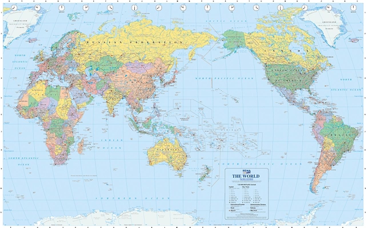 Politische Weltkarte mit Pazifik-Ansicht