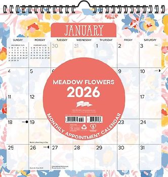Meadow Flowers 2026 12 X 12 Spiral Wall Calendar