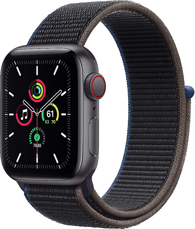 Apple Watch SE 40 mm Aluminiumgehäuse space grau am Sport Loop kohlegrau [Wi-Fi + Cellular]