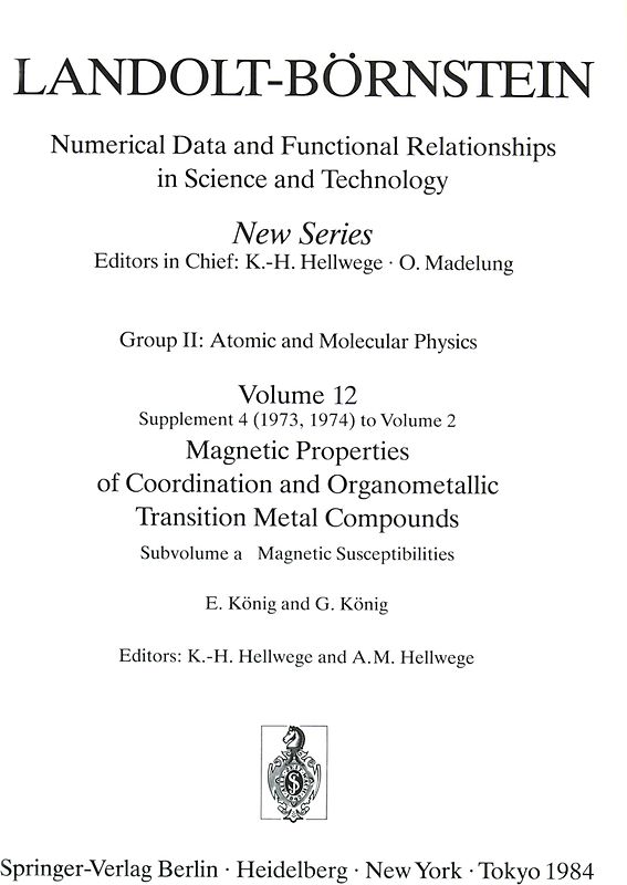 Magnetic Susceptibilities / Magnetische Suszeptibilitäten