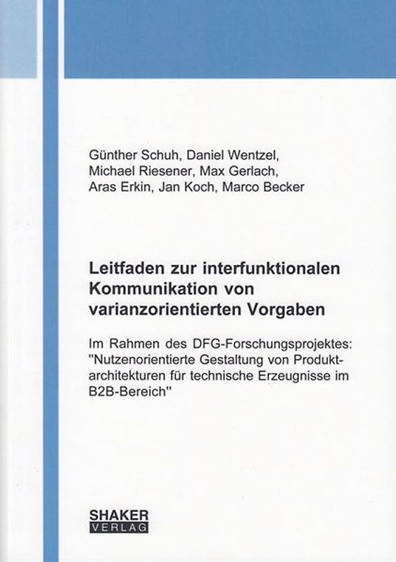 Leitfaden zur interfunktionalen Kommunikation von varianzorientierten Vorgaben