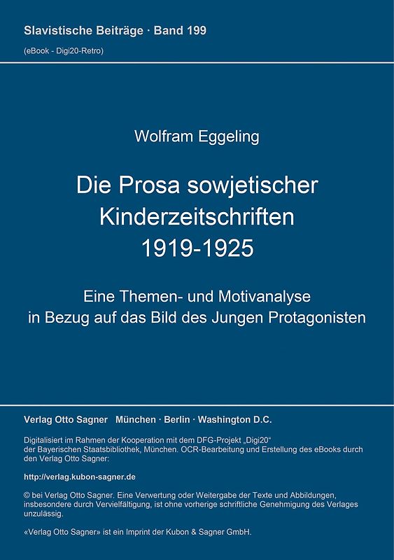 Die Prosa sowjetischer Kinderzeitschriften (1919-1925)