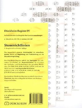 Steuerrichtlinien: 204 bedruckte Griffregister für SteuerRichtlinien