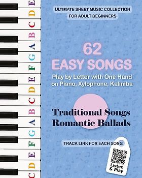 62 Easy Songs - Play by Letter with One Hand on Piano, Xylophone, Kalimba