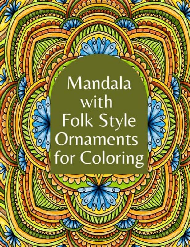 Mandala with Folk Style Ornaments for Coloring