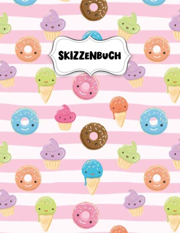 Skizzenbuch: Niedliches Kawaii Zeichenblock A4 für Kinder: Blanko Zeichenmappe A4 Zeichen Block
