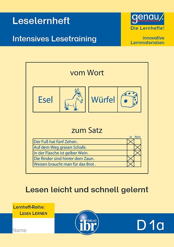 D1a Leselernheft - Von der Wortebene zur Satzebene