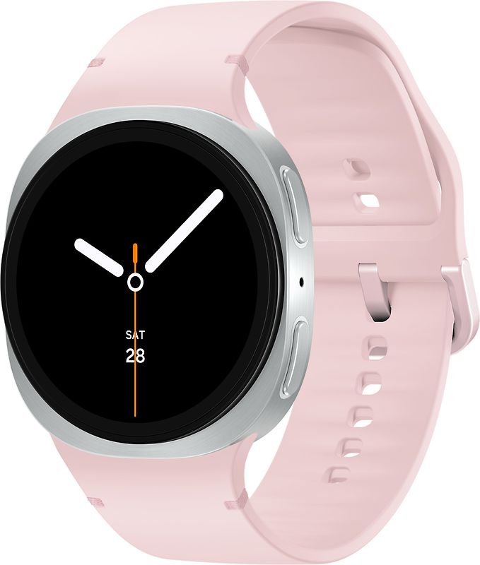 Samsung Galaxy Watch8 40 mm Boîtier aluminium argent sur Sport en silicone M/L rose [Wi-Fi]