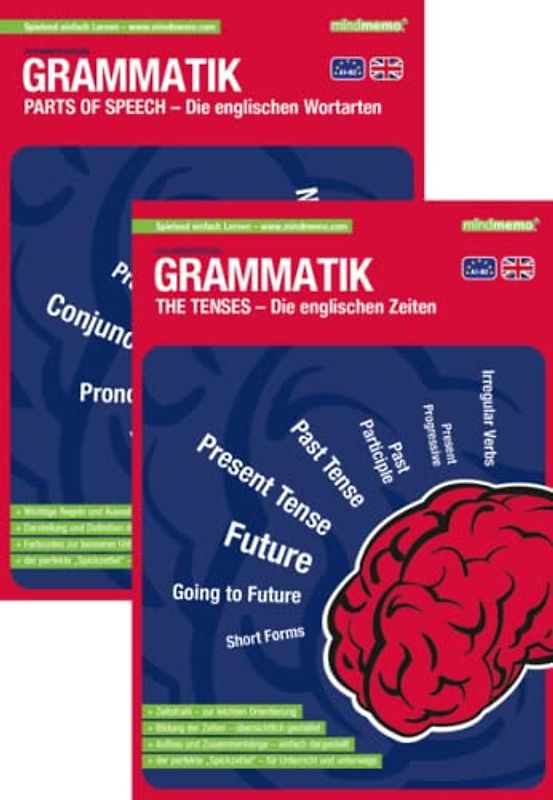 mindmemo Lernfolder 2er Set - Englische Zeiten TENSES + Wortarten Grammatik lernen Grundwissen Lernhilfe