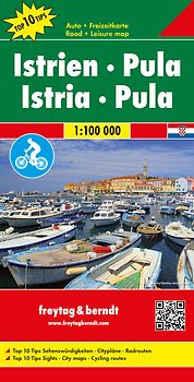 Istrien - Pula, Autokarte 1:100.000, Top 10 Tips