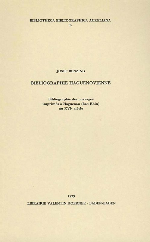 Bibliographie Haguenovienne