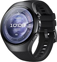 Huawei Watch 5 46 mm boîtier en acier inoxydable noir avec le bracelet en fluoroélastomère noir [Wi-Fi + 4G]