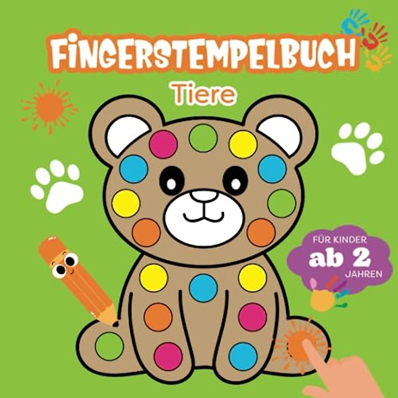 Fingerstempelbuch Ab 2 Jahren: 50 Tiere - Fingerstempeln, Malen und Basteln! Das ultimative Fingerabdruck Malbuch für Kinder - Kreatives Bastelbuch ... Beliebtes Stempelbuch bei Jungen und Mädchen