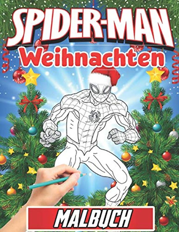 Spiderman Malbuch weihnachten: Weihnachtsmalerei für Kinder, +70 hochwertige Zeichnungen, Großes Geschenk für Spiderman-Fans - Süßes Malbuch für Kinder - Spiderman