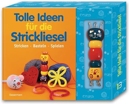 Tolle Ideen für die Strickliesel-Set. Stricken - Basteln - Spielen. Buch mit Strickliesel aus Holz und Holzstäbchen