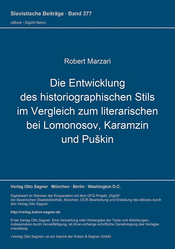 Die Entwicklung des historiographischen Stils im Vergleich zum literarischen bei Lomonosov, Karamzin und Puškin