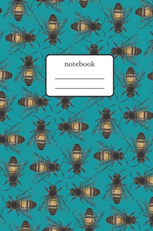 Notebook Bees: Composition Notebook with Bee Art Pattern - Lined Notebook 120 Pages 6x9 inch - Turquoise Version