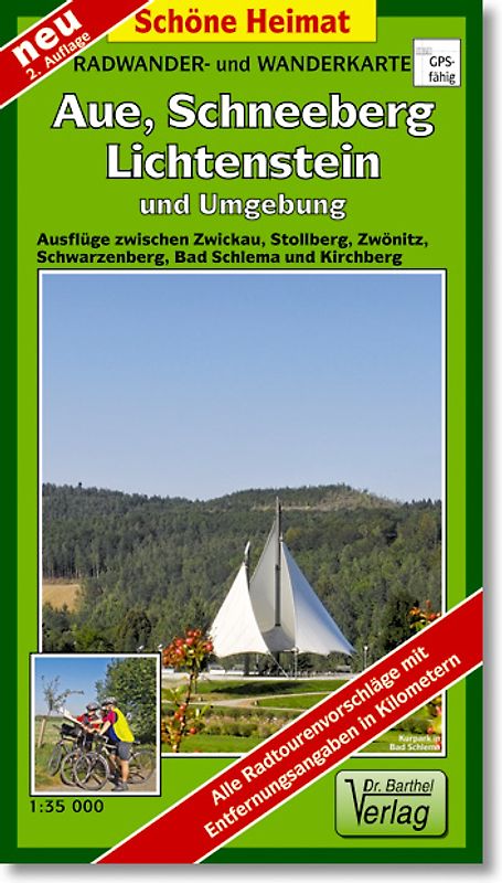 Radwander- und Wanderkarte Aue - Bad Schlema, Schneeberg, Zwönitz und Umgebung