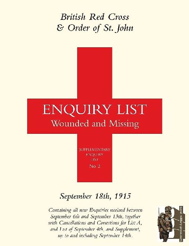 BRITISH RED CROSS AND ORDER OF ST JOHN ENQUIRY LIST FOR WOUNDED AND MISSING