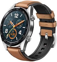 Huawei Watch GT 46,5 mm argent bracelet cuir et silicone marron sablé