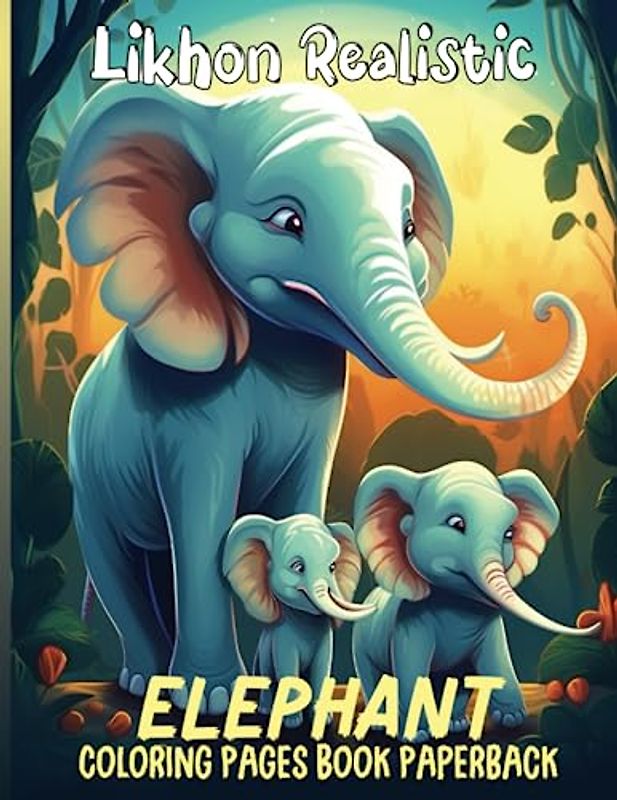 Likhon Realistic Elephant Coloring Pages Book Paperback