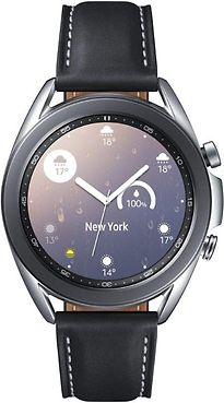 Samsung Galaxy Watch 3 41 mm boîtier en acier inoxydable mystic silver et bracelet cuir noir [Wi-Fi]