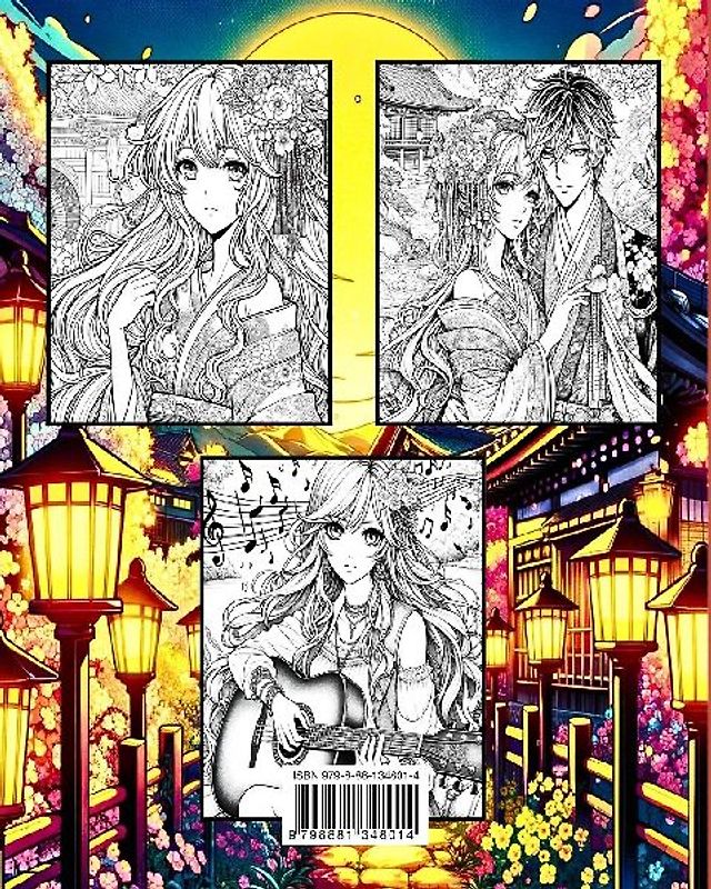 Libro da Colorare Anime Girls per Adolescenti