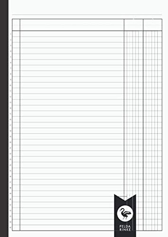 Kolonnenbuch A4 - 2 Kolonnen: 110 Seiten - 55 Blatt | Nummerierte Zeilen | DIN A4