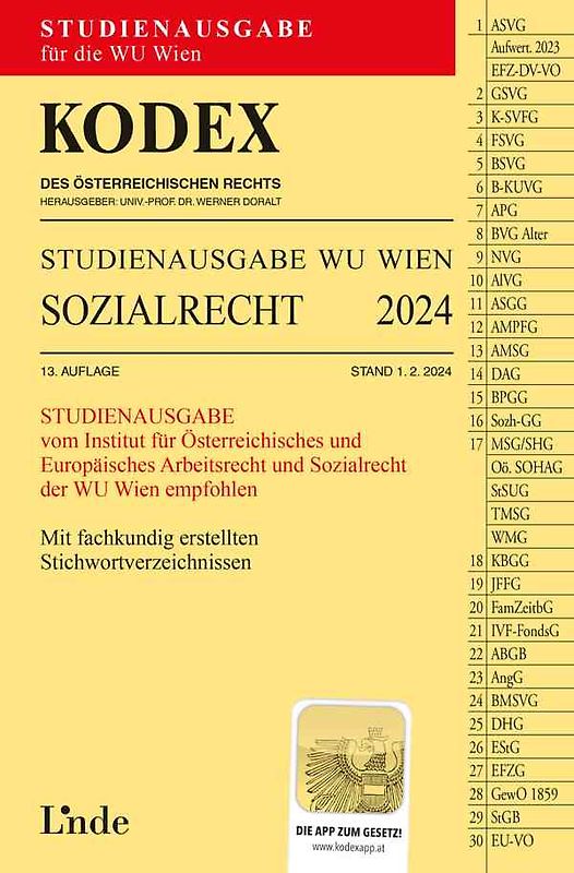 KODEX Studienausgabe Sozialrecht WU 2024