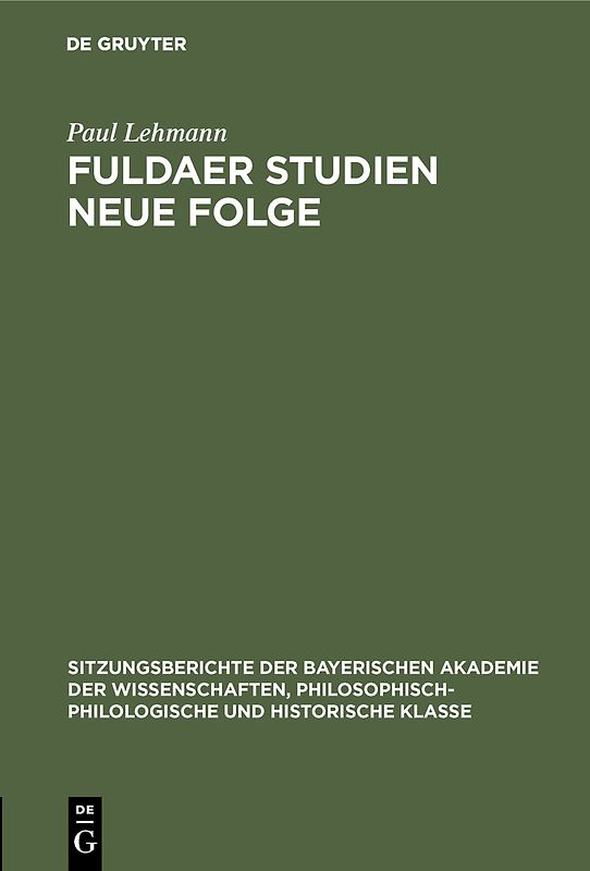 Fuldaer Studien Neue Folge