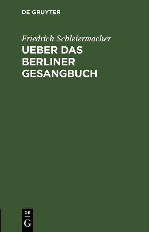 Ueber das Berliner Gesangbuch