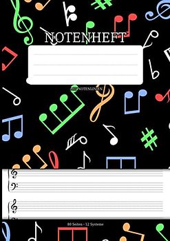 Notenheft mit Notenlinien: Din A4 Lineatur 14 Mit 12 Systemen Für Musiker, Schüler, Komponisten - Musikheft Mit 80 Seiten (40 Blatt) - Ideal Zum ... Keyboardern, Organisten Und Musikern