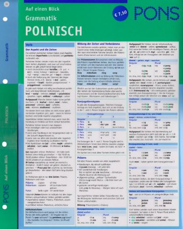 PONS Grammatik auf einen Blick Polnisch. kompakte Übersicht, Grammatikregeln nachschlagen