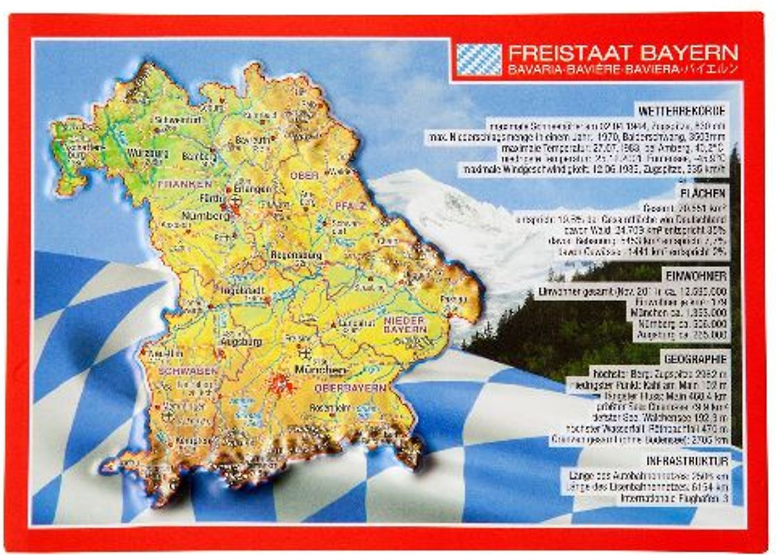 Reliefpostkarte Bayern
