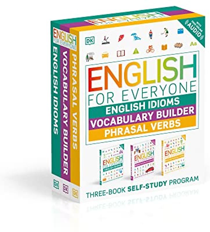 English for Everyone English Idioms, Vocabulary Builder, Phrasal Verbs 3 Book Box Set