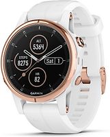 Garmin Fenix 5S Plus 42 mm or rose au bracelet en silicone blanc [Wifi, Saphir Edition]