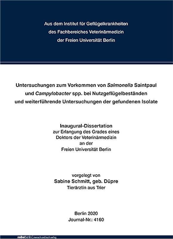 Untersuchungen zum Vorkommen von Salmonella Saintpaul und Campylobacter spp. bei Nutzgeflügelbeständen und weiterführende Untersuchungen der gefundenen Isolate