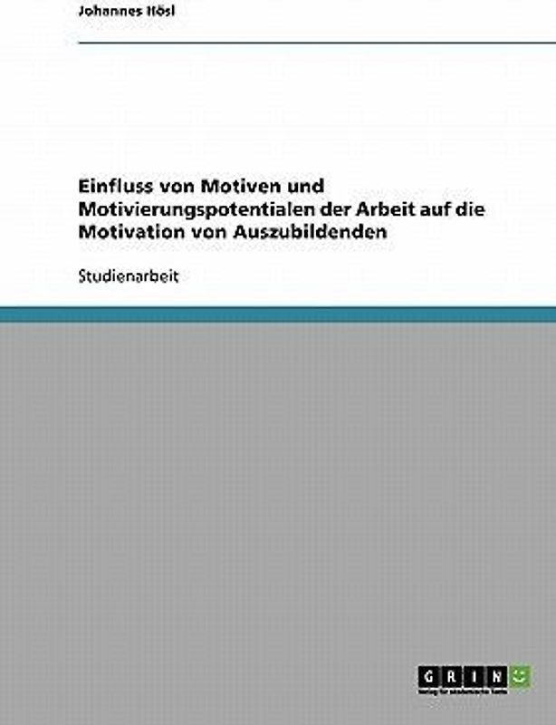 Einfluss von  Motiven und Motivierungspotentialen der Arbeit auf die Motivation von Auszubildenden