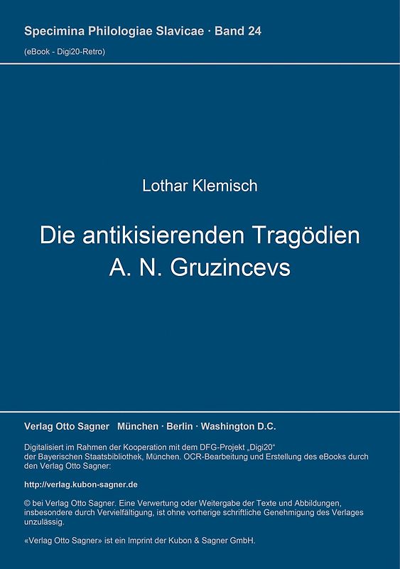 Die antikisierenden Tragödien A. N. Gruzincevs