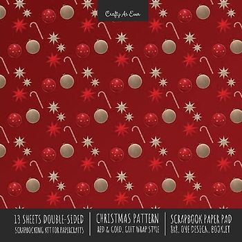 Christmas Pattern Scrapbook Paper Pad 8x8 Decorative Scrapbooking Kit for Cardmaking Gifts, DIY Crafts, Printmaking, Papercrafts, Red and Gold Designer Paper
