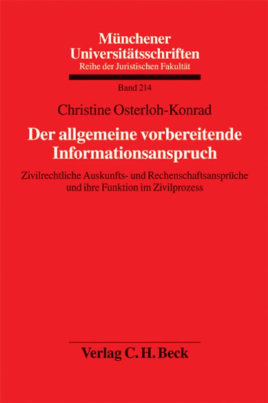 Der allgemeine vorbereitende Informationsanspruch