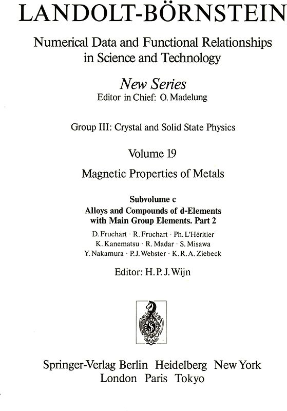 Alloys and Compounds of d-Elements with Main Group Elements. / Legierungen und Verbindungen von d-Elementen mit Elementen der Hauptgruppen.