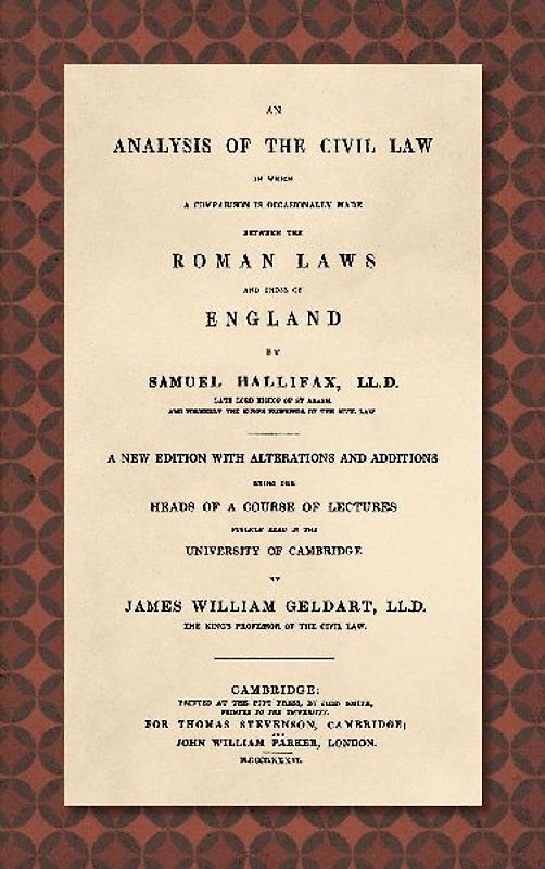 An Analysis of the Civil Law [1836]
