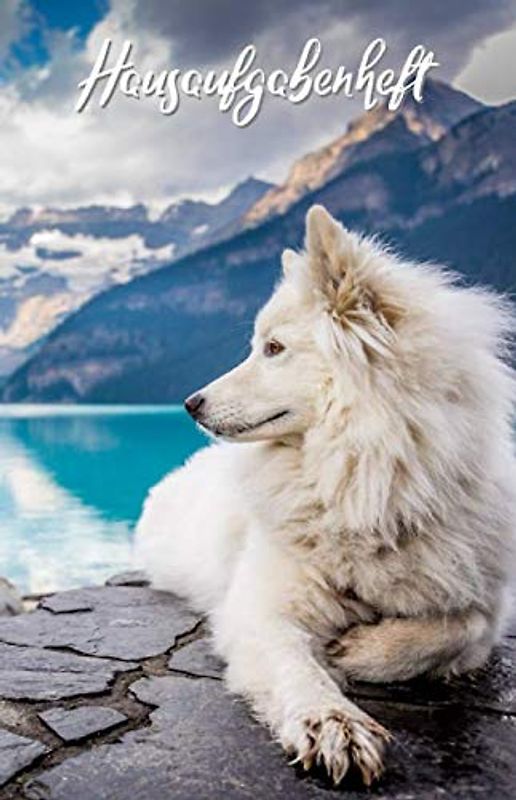 Hausaufgabenheft: mit weißem Hund, ca. A5, für 1 komplettes Schuljahr