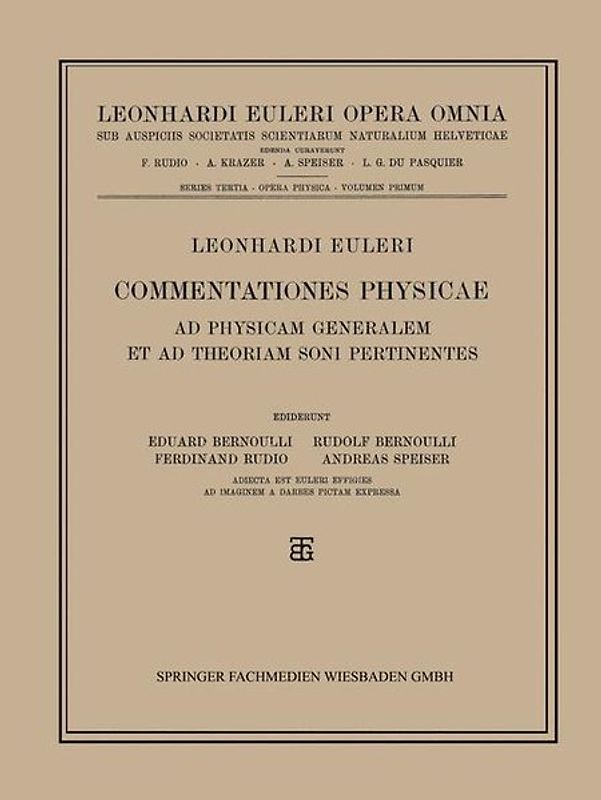 Commentationes Physicae Ad Physicam Generalem et ad Theoriam Soni Pertinentes