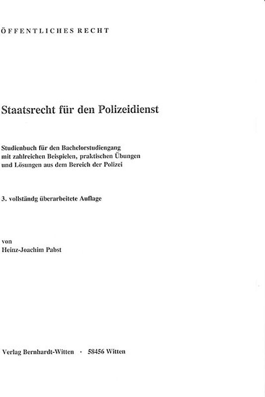 Staatsrecht für den Polizeidienst